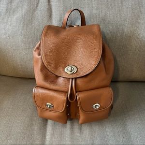 COACH Saddle/Silver Turnlock Rucksack